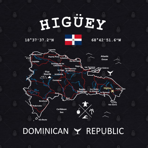 Higüey Dominican Republic Flag Travel Map Coordinates GPS by French Salsa